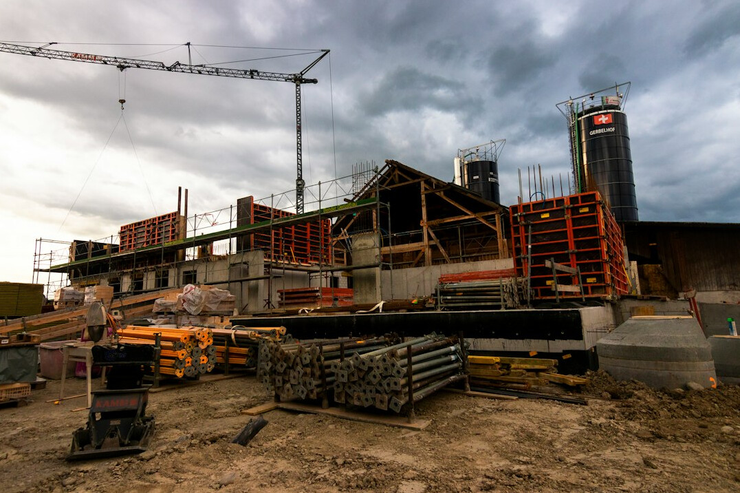 Construction site of a new apartment building