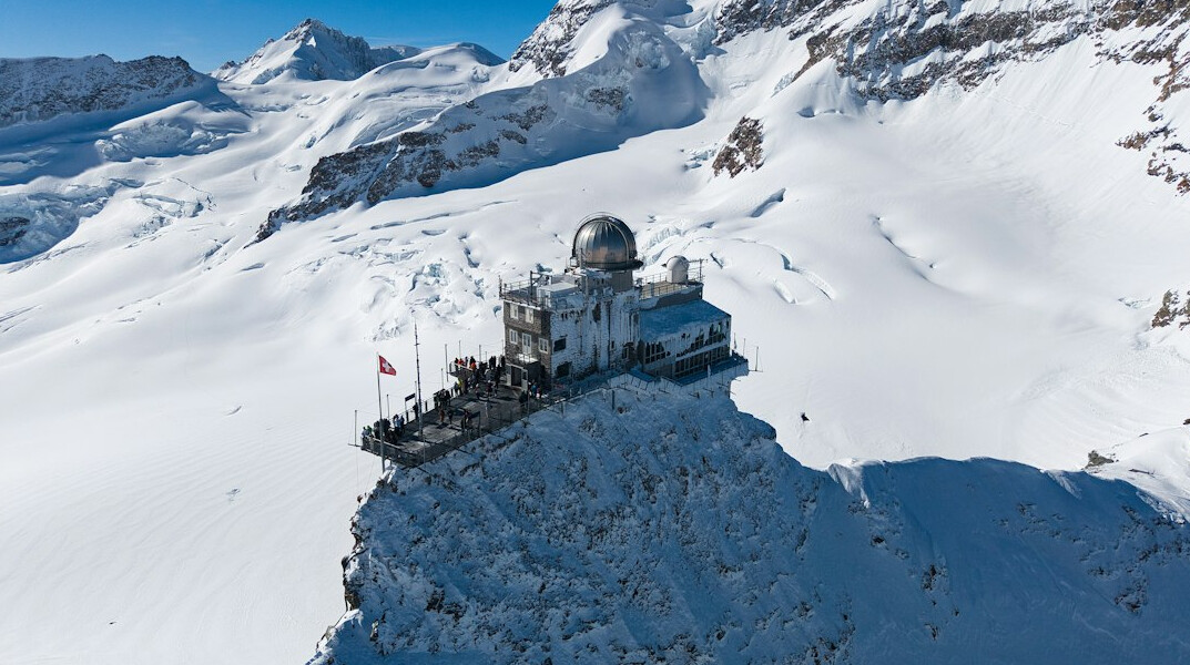 researcher on glacier
